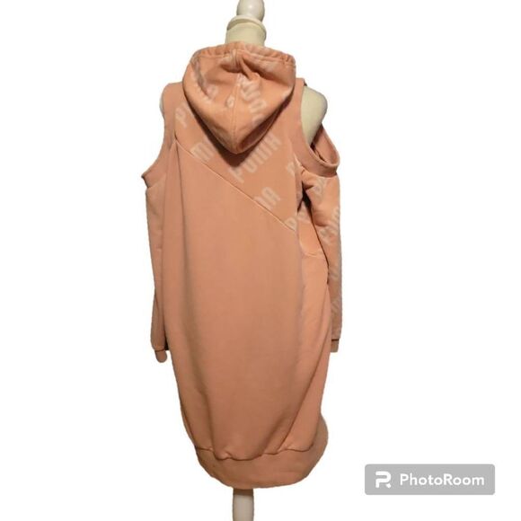 Puma Peach Women's Cold Shoulder Hoodie Dress Size Small Petite - Picture 5 of 9